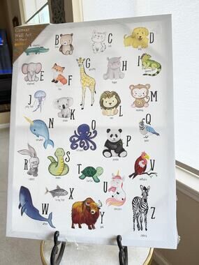 Kate & Milo Animal Alphabet Canvas Wall Art 24” Nursery Kids ABC Animals